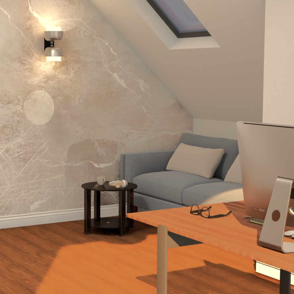 Biuro w domu home office ze strefa wypoczynku eleganckie ale i przytulne